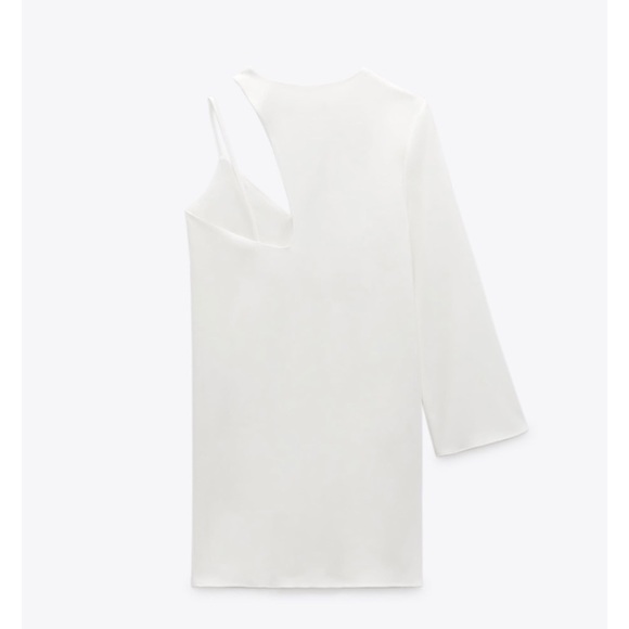 Zara short asymmetrical mini dress in off-white - Picture 6 of 10